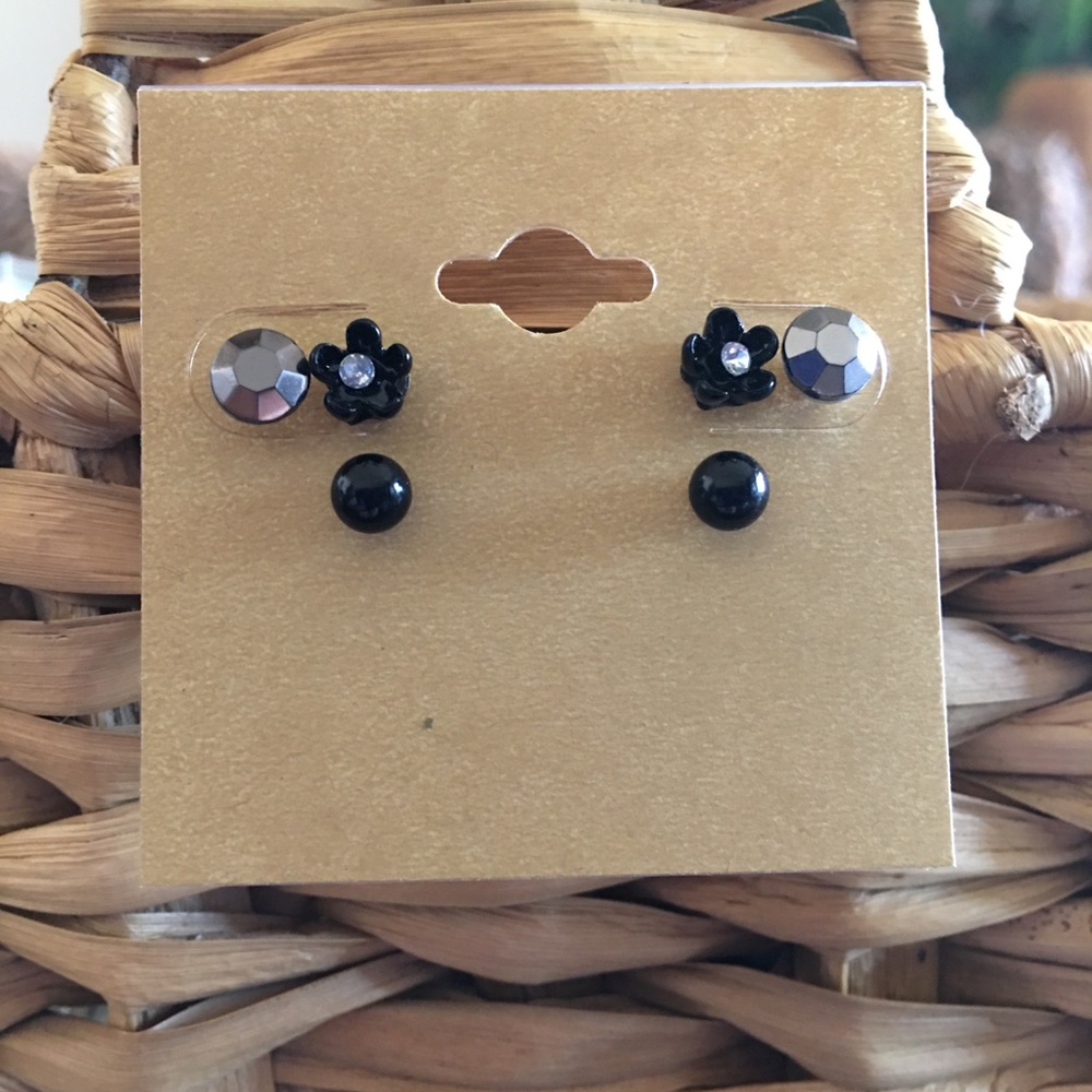 Vintage set of three pairs pierced earrings